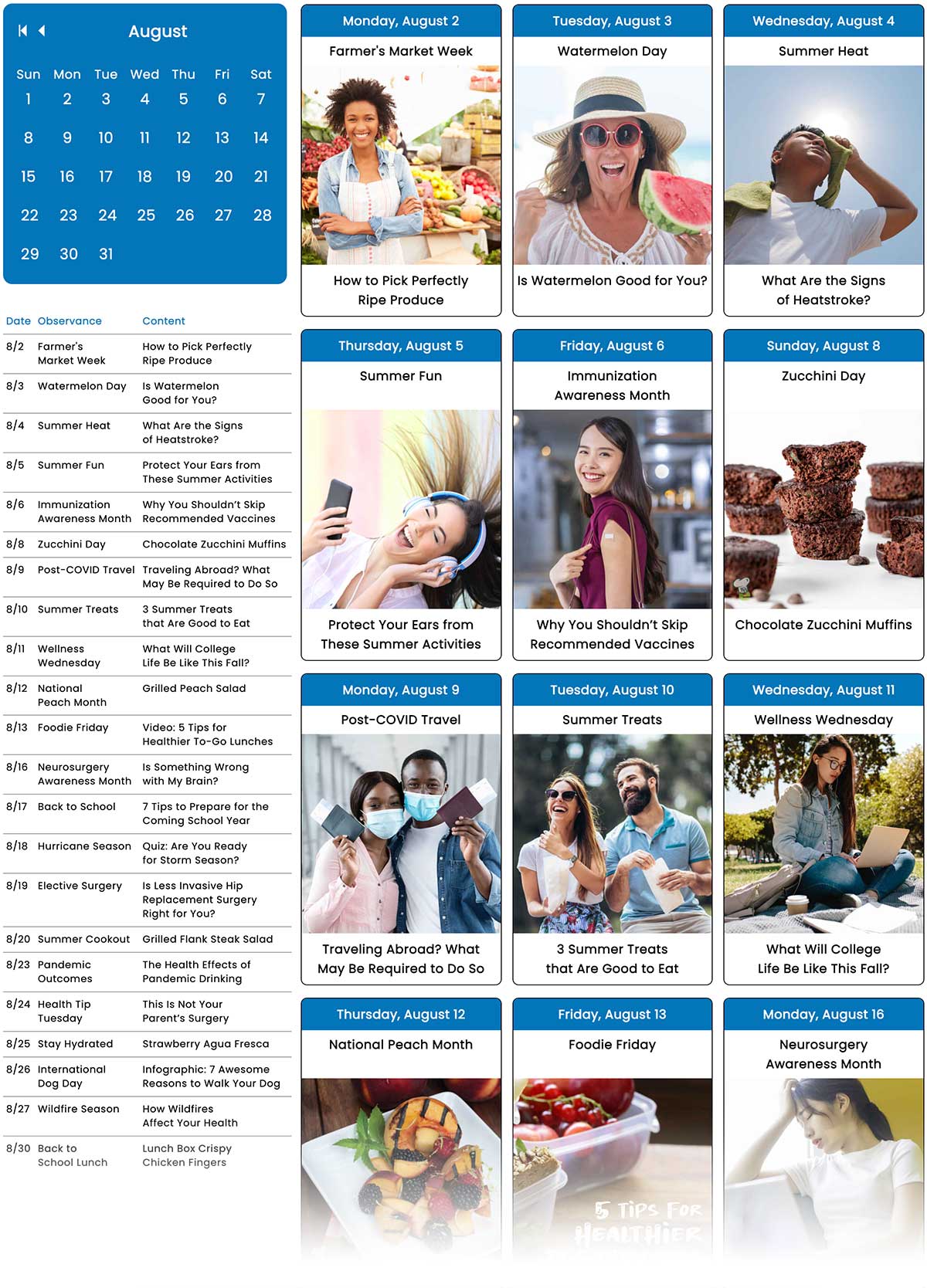 August Social Media Planner August Social Media Planner