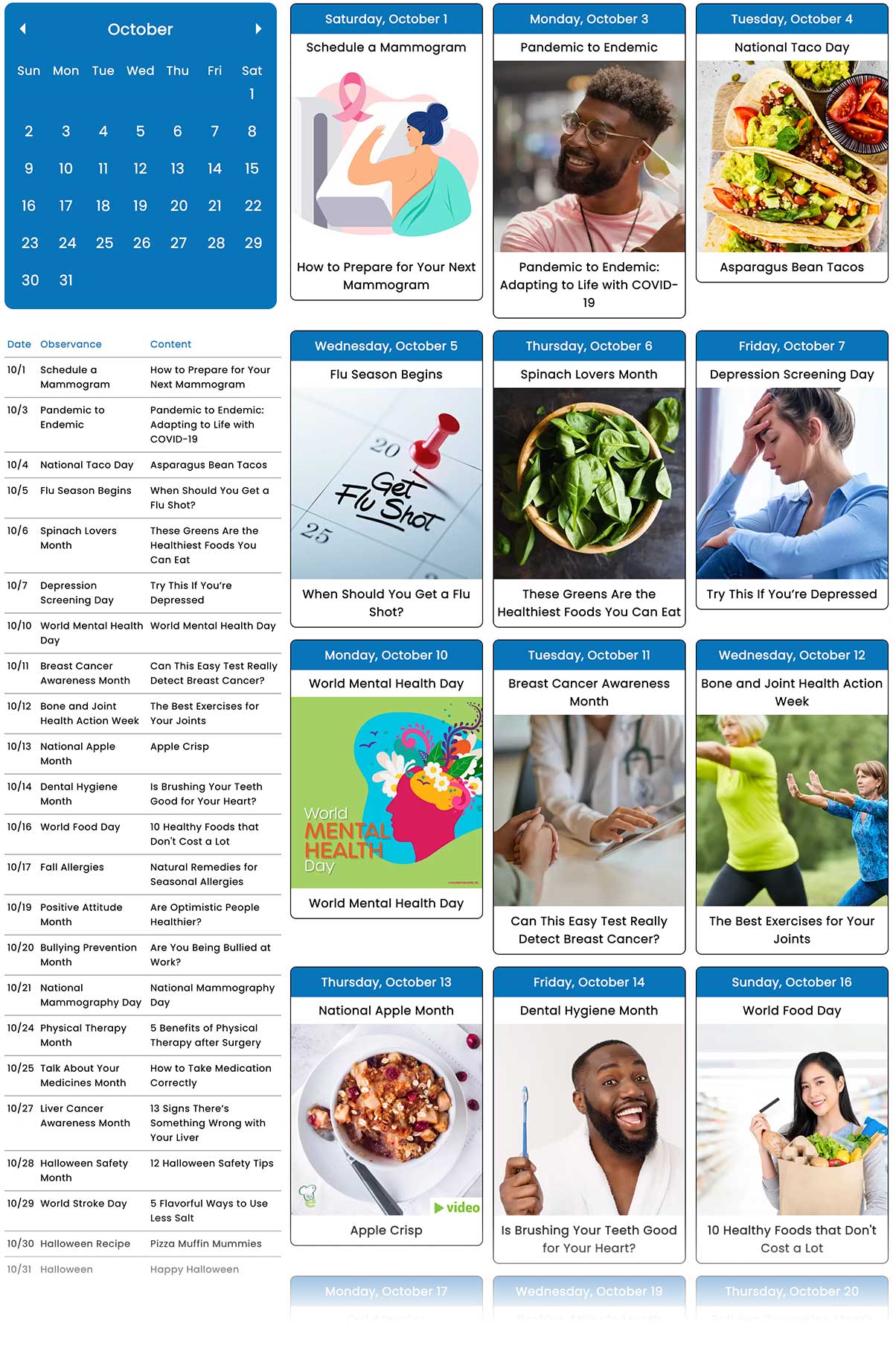 October Social Media Guide