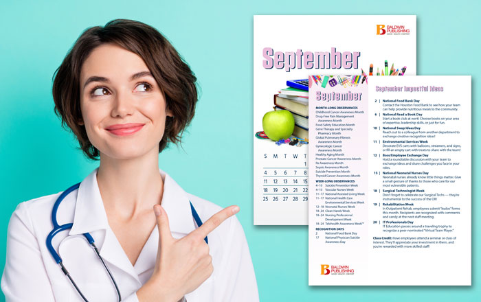 A health calendar for hospital employee recognition days in 2023