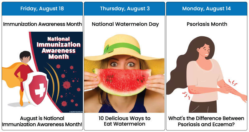 Celebrate August 2023 Health Days Calendar