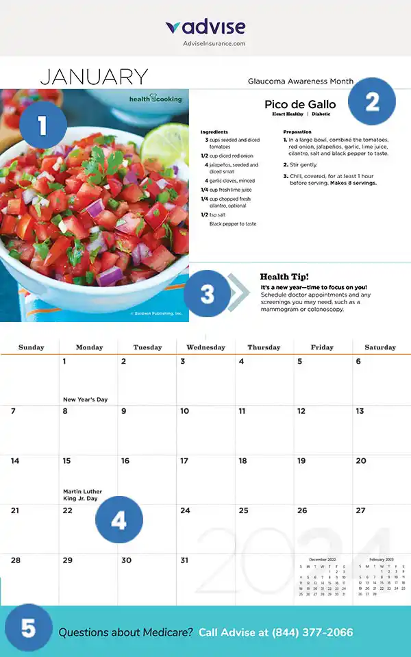 Healthy Recipe Calendar Features