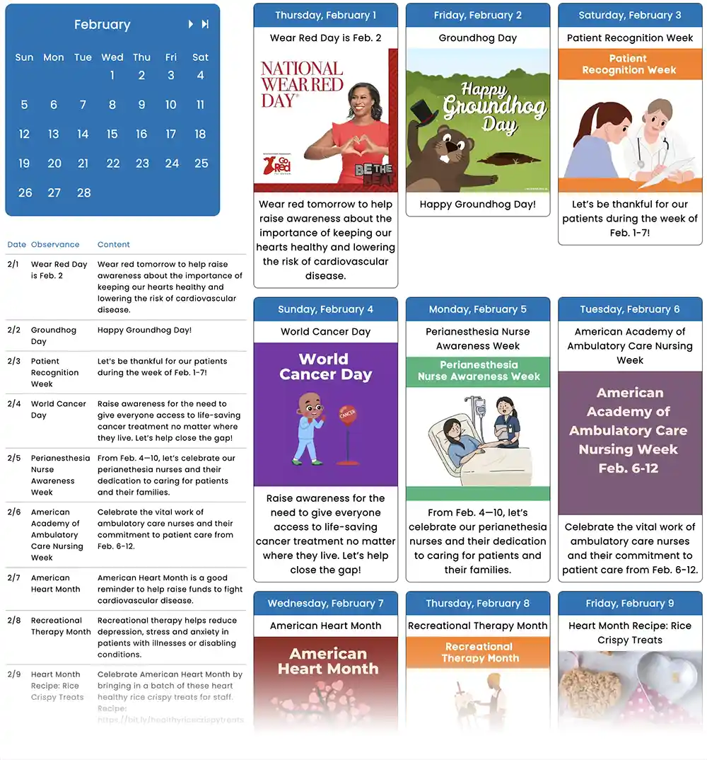 Employee Calendars Healthy Recipes Baldwin Publishing