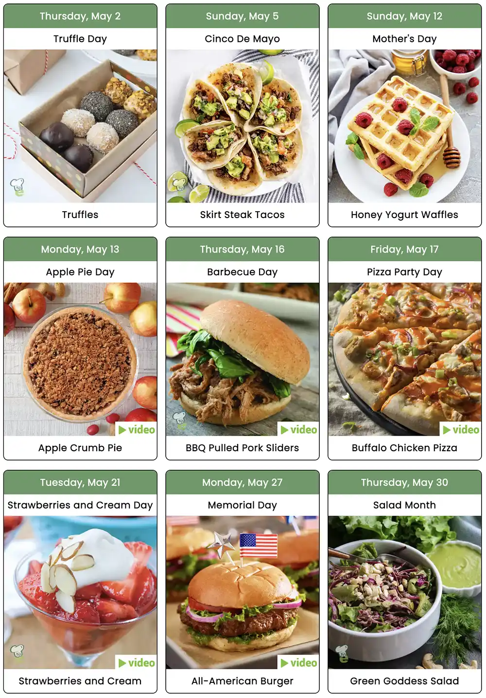 National Food Days Calendar