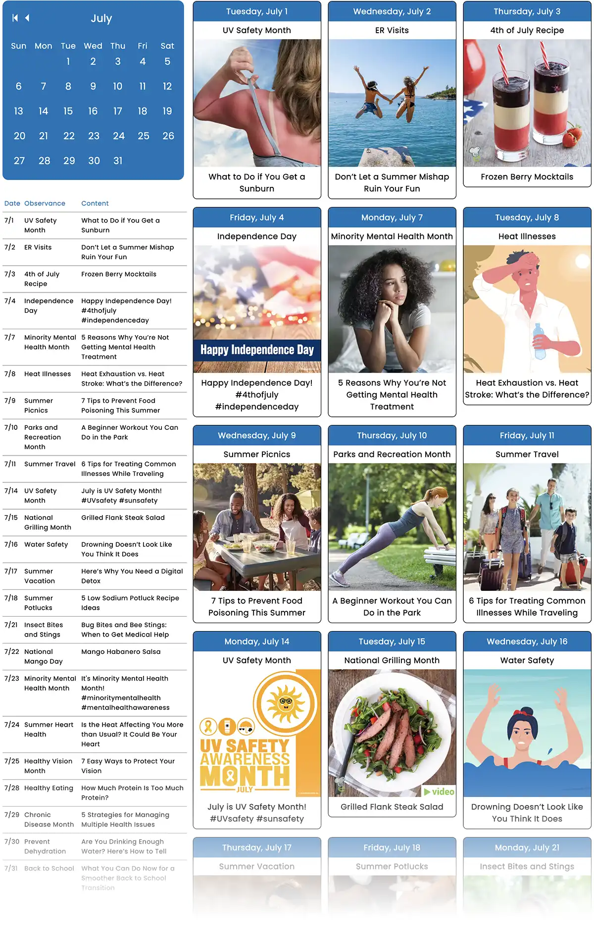 July 2025 Social media Planner
