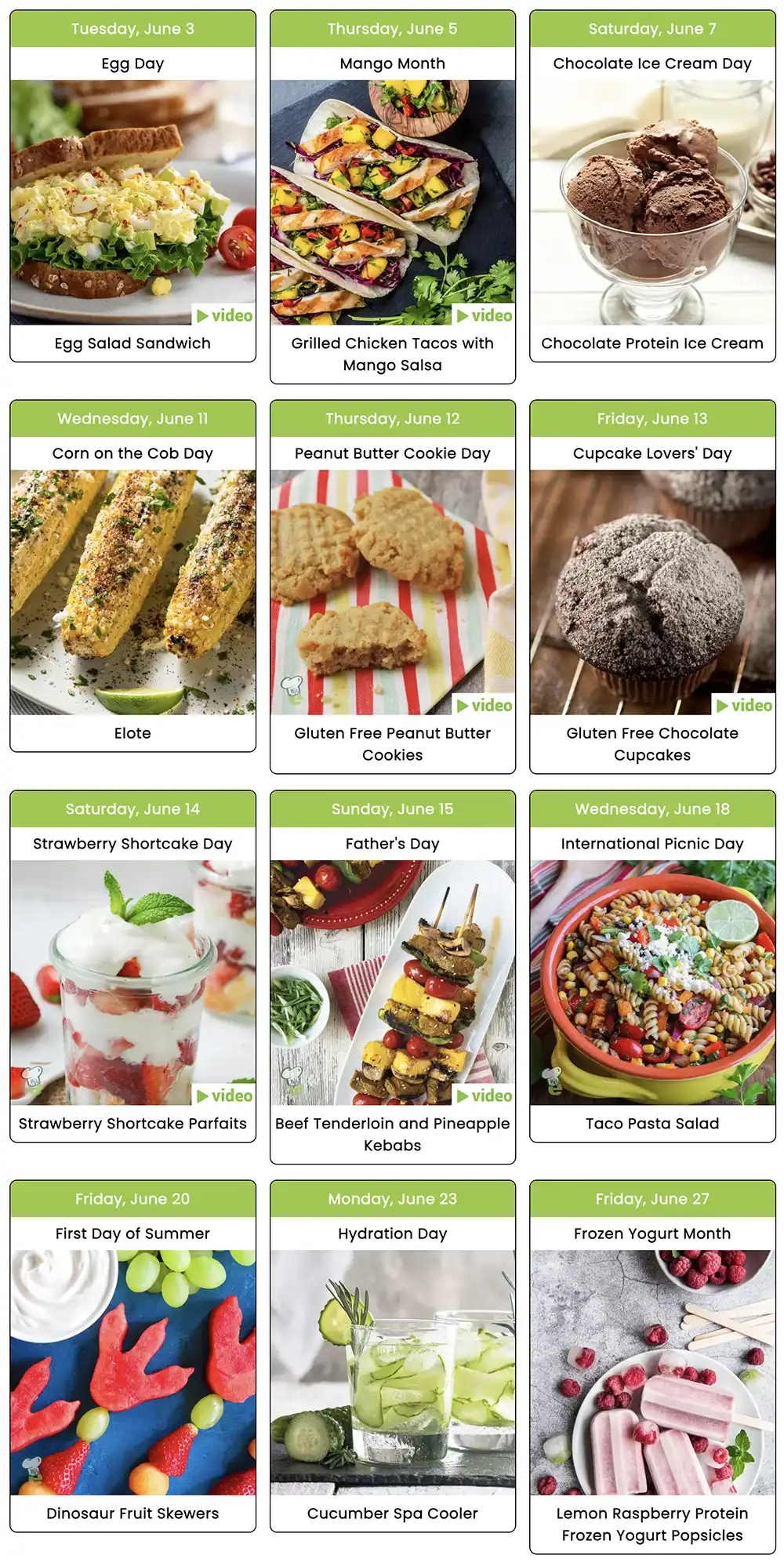 National Food Days Calendar