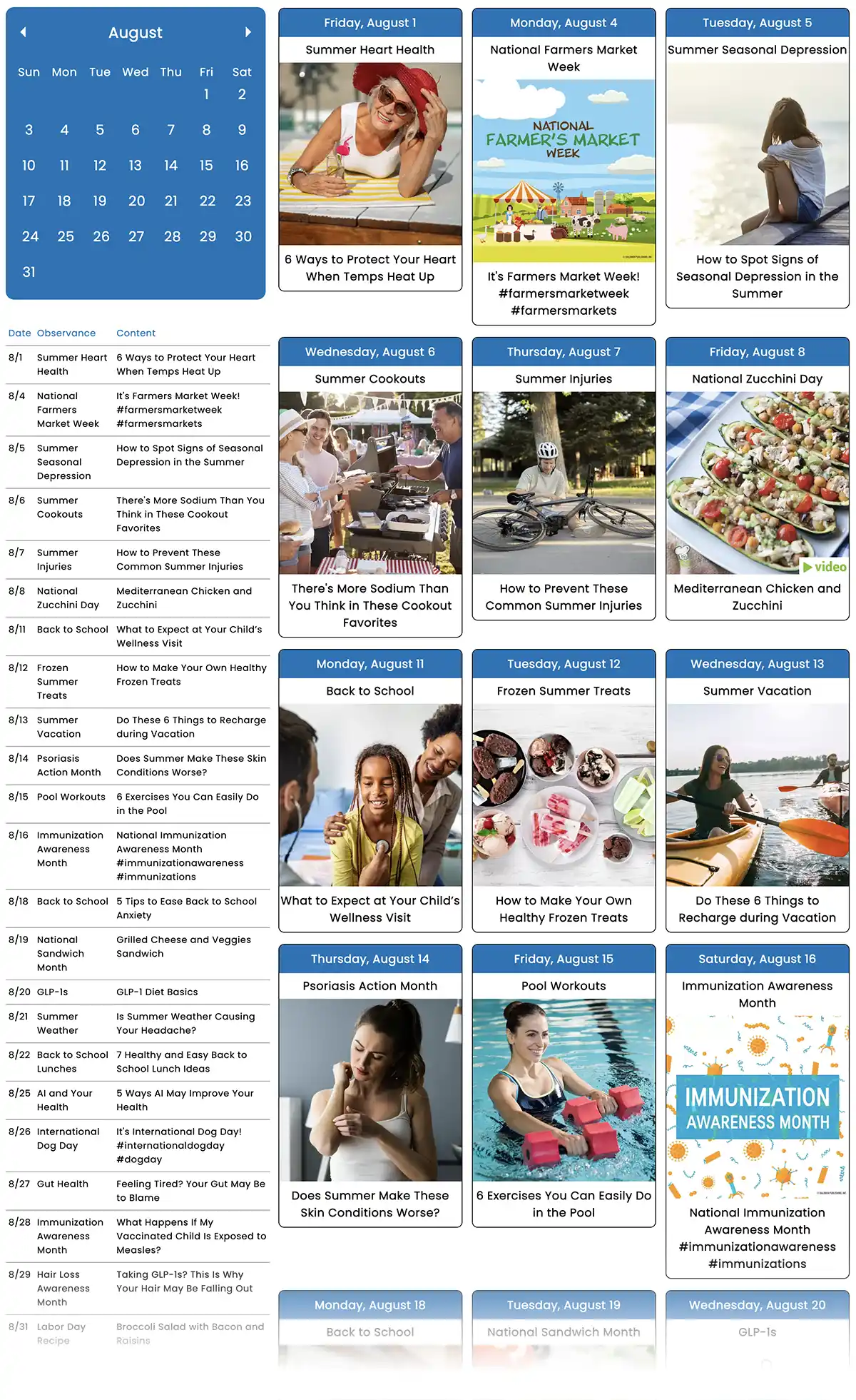 August 2025 Social media Planner