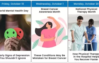 Images and graphics for monthly health observances in October 2025