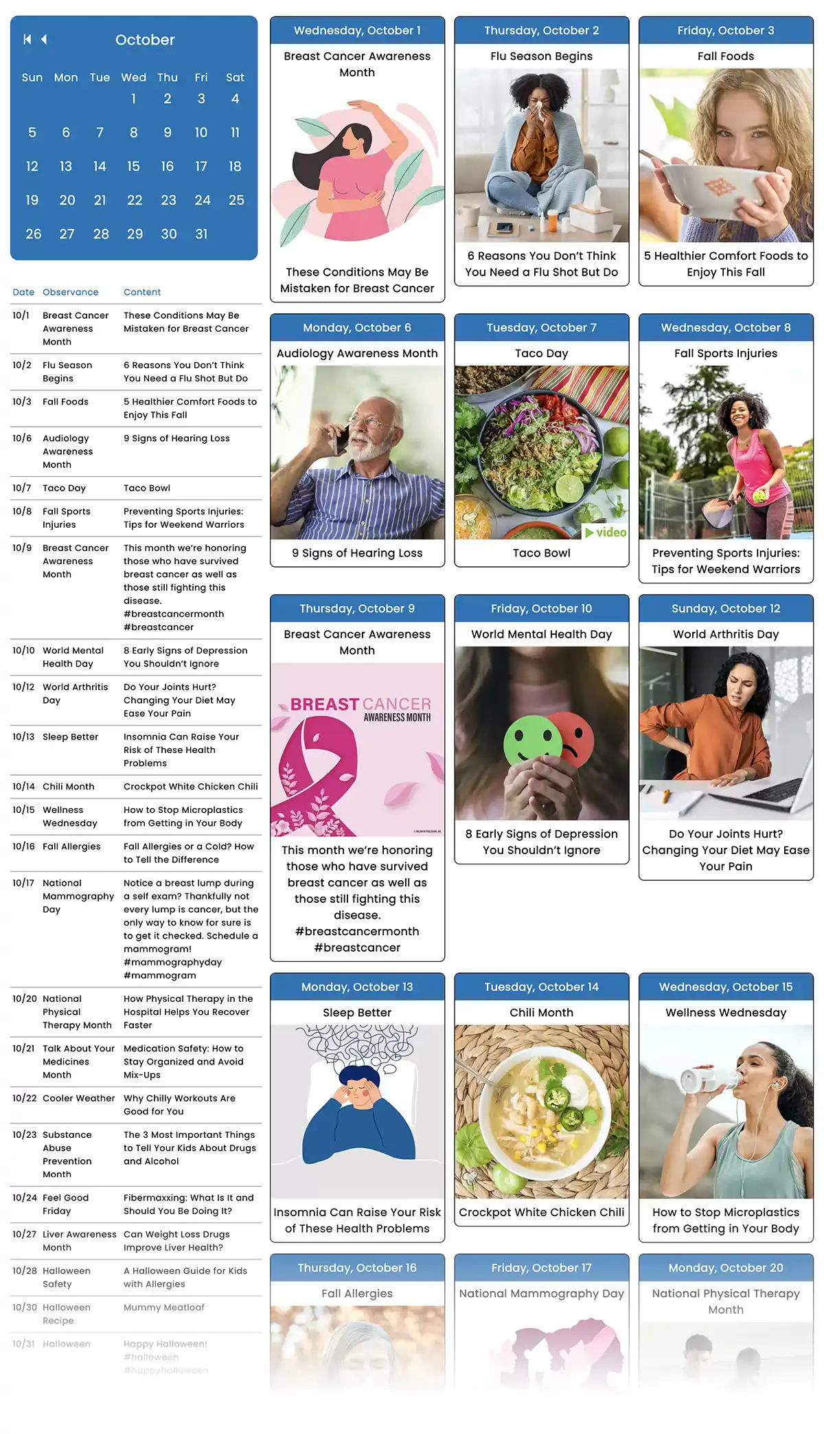 October 2025 Social media Planner