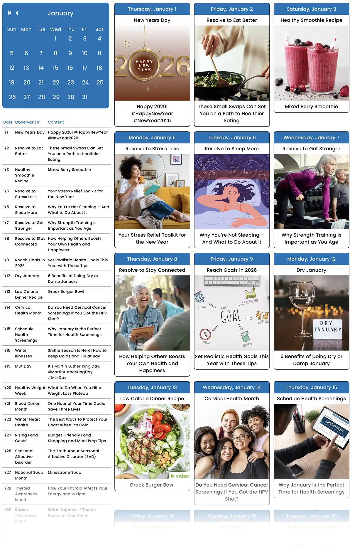 January 2026 Social Media Planner