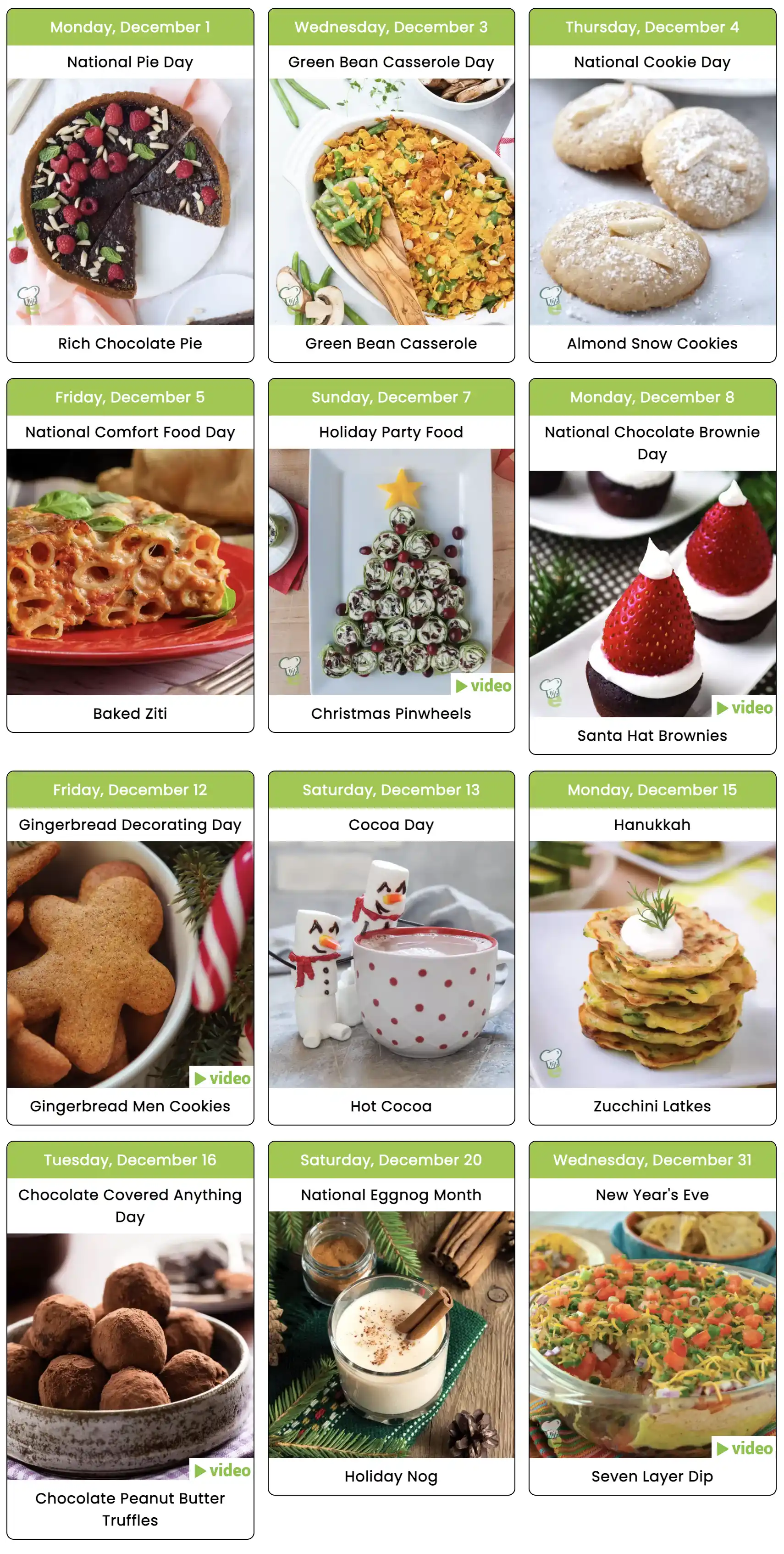 National Food Days Calendar