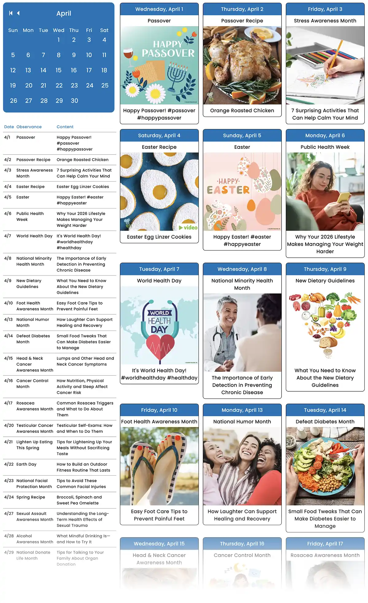 April 2026 Social Media Planner