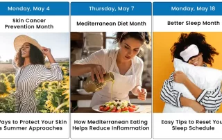 Images and graphics for May 2026 health awareness days