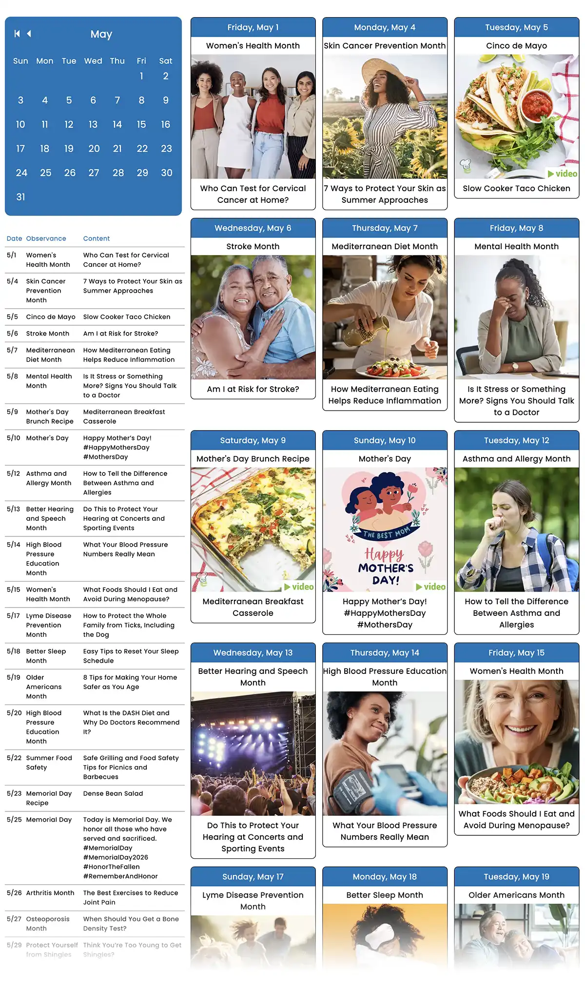 May 2026 Social Media Planner