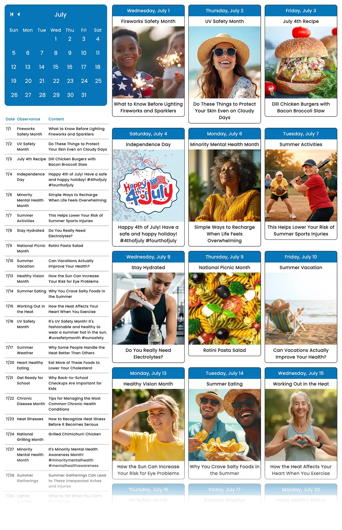 July 2026 Social Media Planner