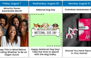 Images and graphics for August 2026 health awareness days