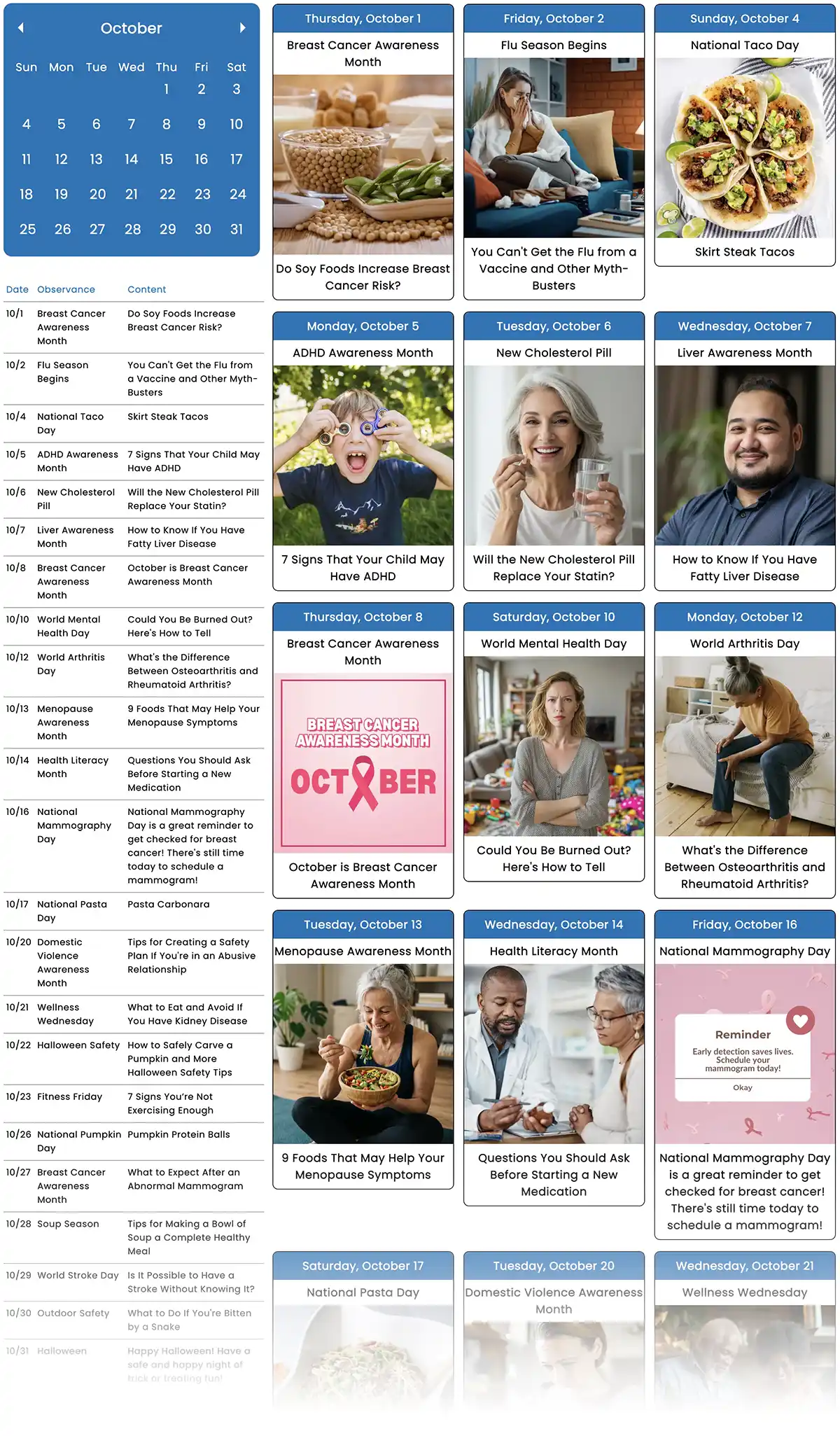 October 2026 Social Media Planner